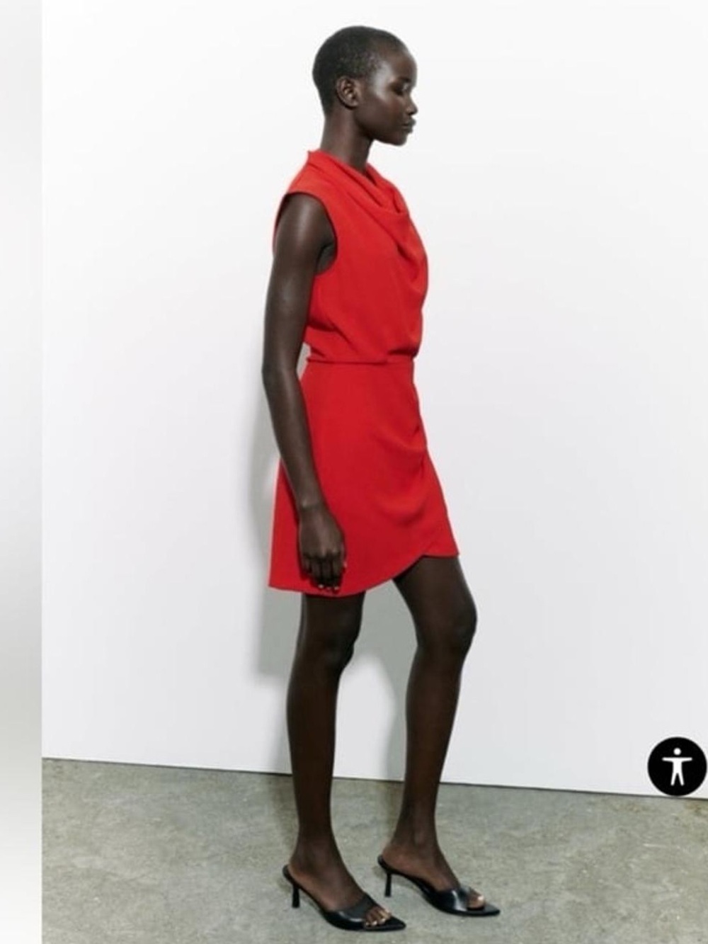 ZARA Draped Cowl Neck Red Mini Dress – Size Medium - Picture 7 of 12